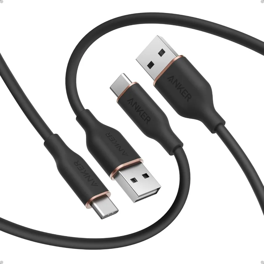 كابل من النوع C 2 حزمة USB A إلى USB C سلك تدفق شحن سريع لهاتف iPhone 16 15 أو Max Plus والمزيد بطول 6 أقدام باللون الأسود