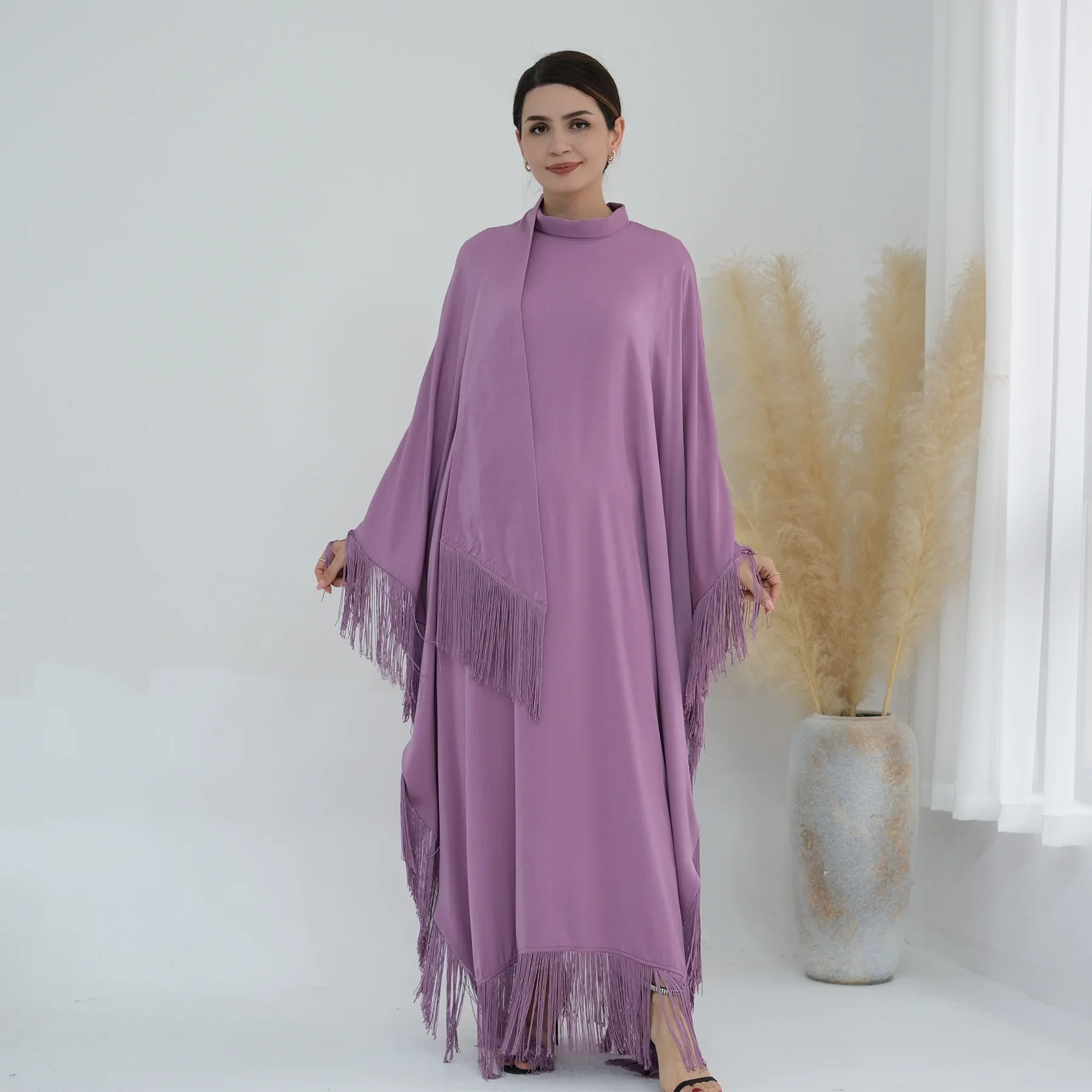 Moroccan Kaftan Muslim Dress Women Beautiful Bat Sleeves Abayas for Women Tassel Turkey Dubai Abayas Elegance Evening Dresses