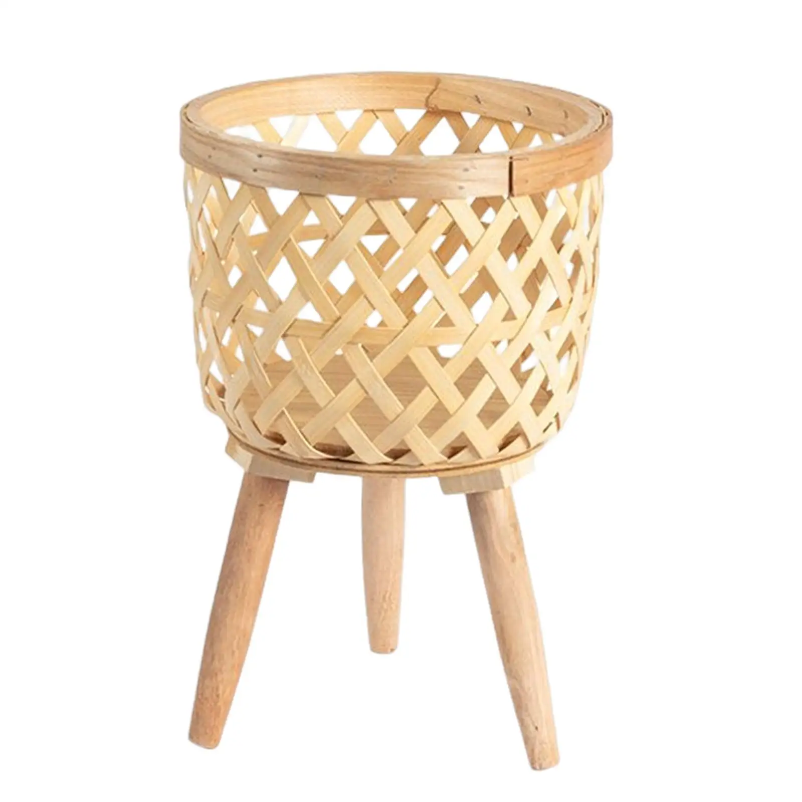Hand Woven Flower Pot Tripod Stand Detachable Rattan Pot Wood Flower Baskets for Balcony Planters Living Room Laundry Patio Lawn