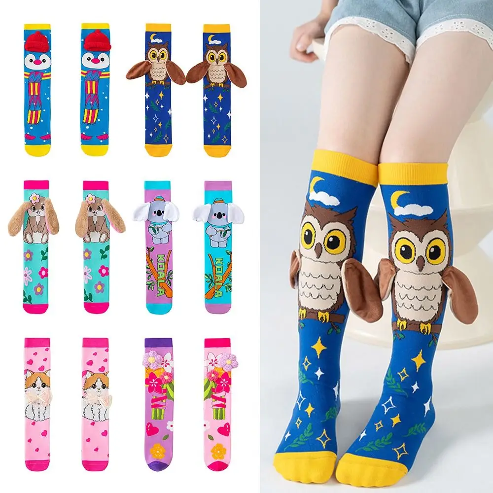Neue Cartoon-Kniestrümpfe, Pinguin, ohne Absatz, lange Socken, Koala, lustige 3D-Kindersocken