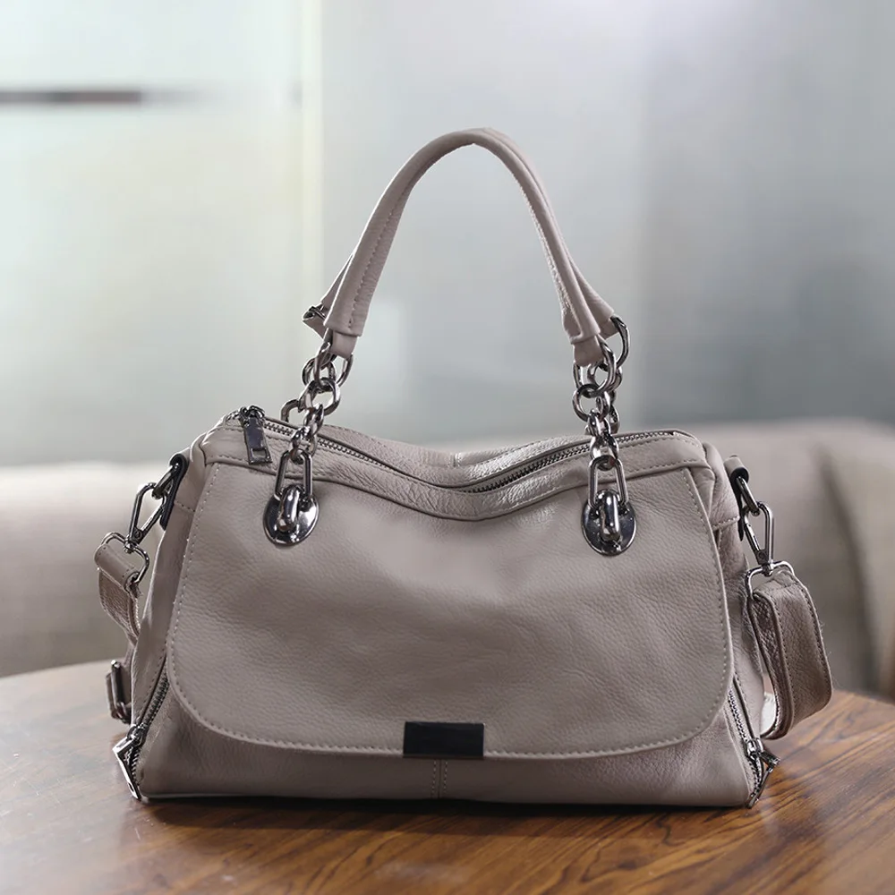 Genuine Leather Bag For Women, Trend Good Quality Commuter  Single Shoulder Crossbody Portable Bag Ladies Soft Leather Handbag