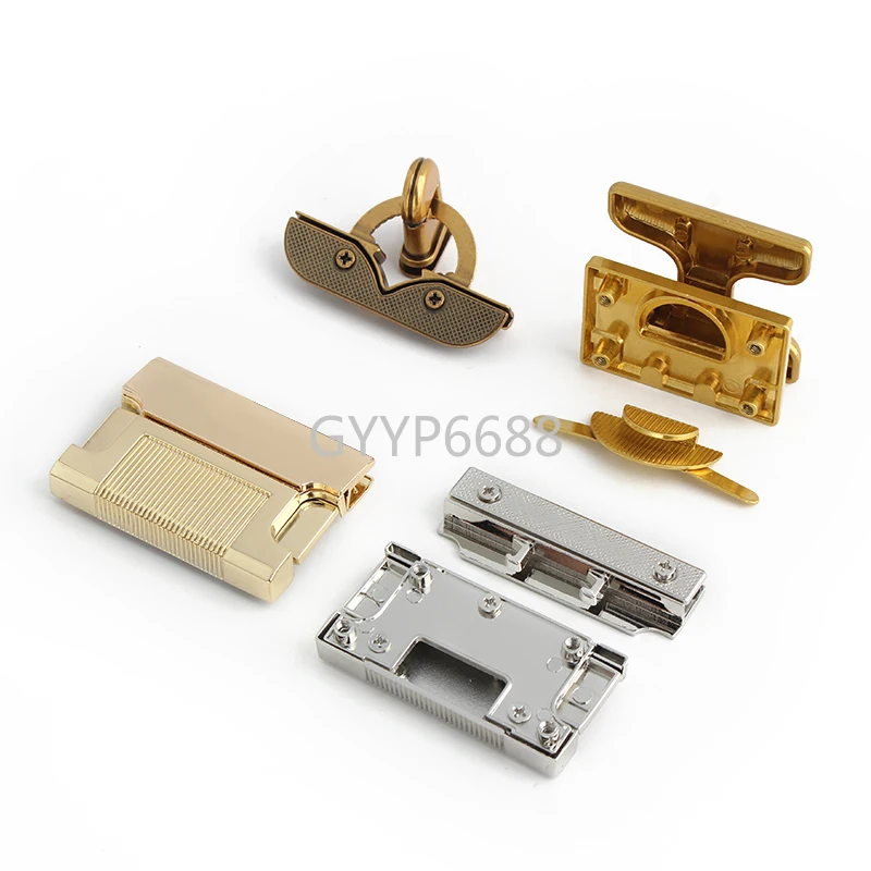 2/5/20Sets Rectangle Metal Clasp Twist Locks For DIY Leather Handbag Shoulder Bags Turn Tongue Lock Buckle Hardware Accessories