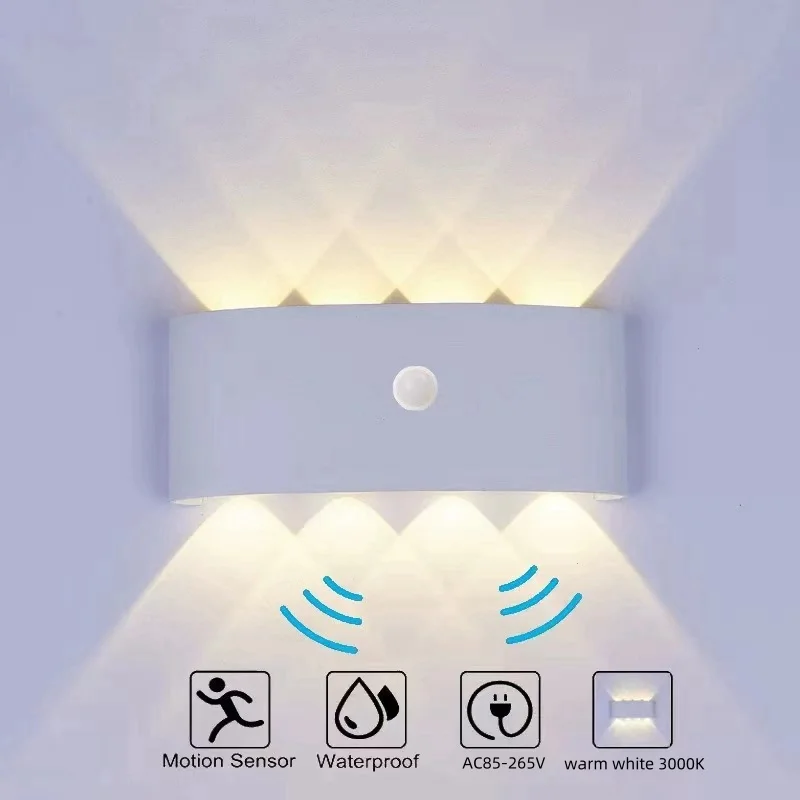 

Nordic LED IP65 Waterproof Wall Lamp Outdoor PIR Motion Sensor Wall Light for Garden Porch Hallway Corridor Balcony AC220V