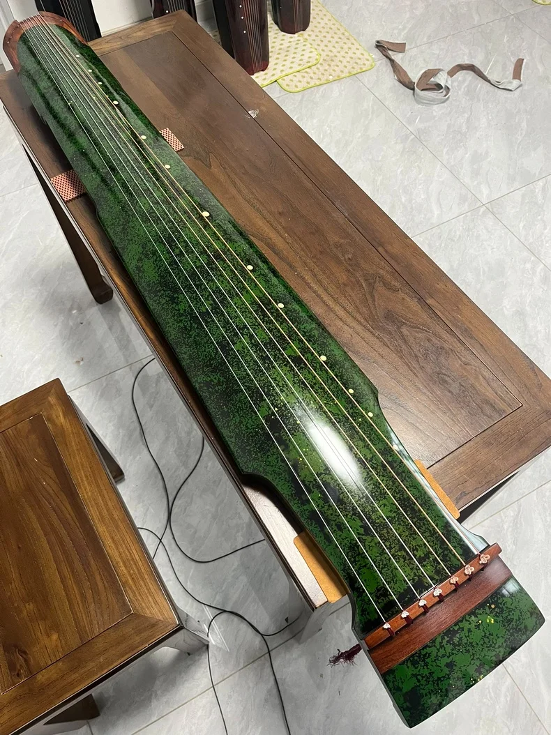 Green Zhongni Style Guqin, Chinese Traditional Plucked String Instrument