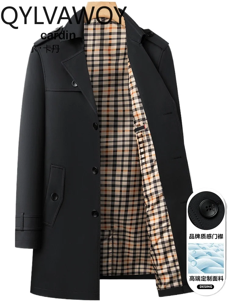 

QYLVAWOY 2022, весенне-осенний новый мужской плащ средней длины, модное универсальное пальто с воротником в британском стиле LJ2802