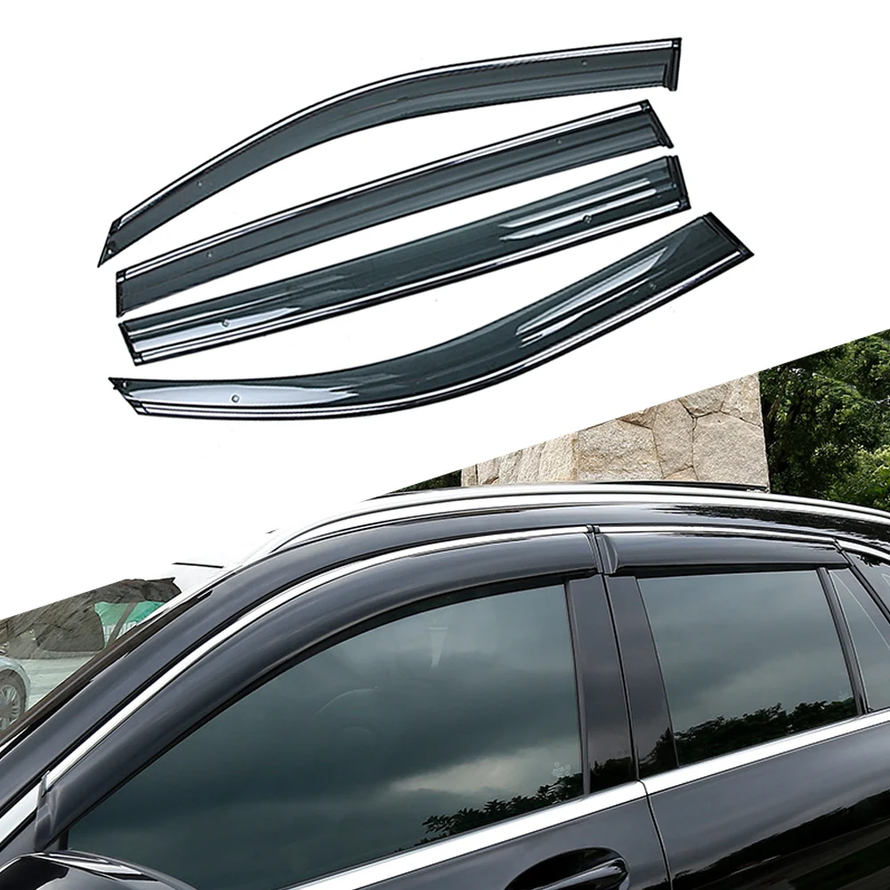 For Mercedes-Benz E-Class 2009-2016 W212 Car Window Sun Rain Shade Visors Shield Shelter Protector Cover Trim Frame Sticker