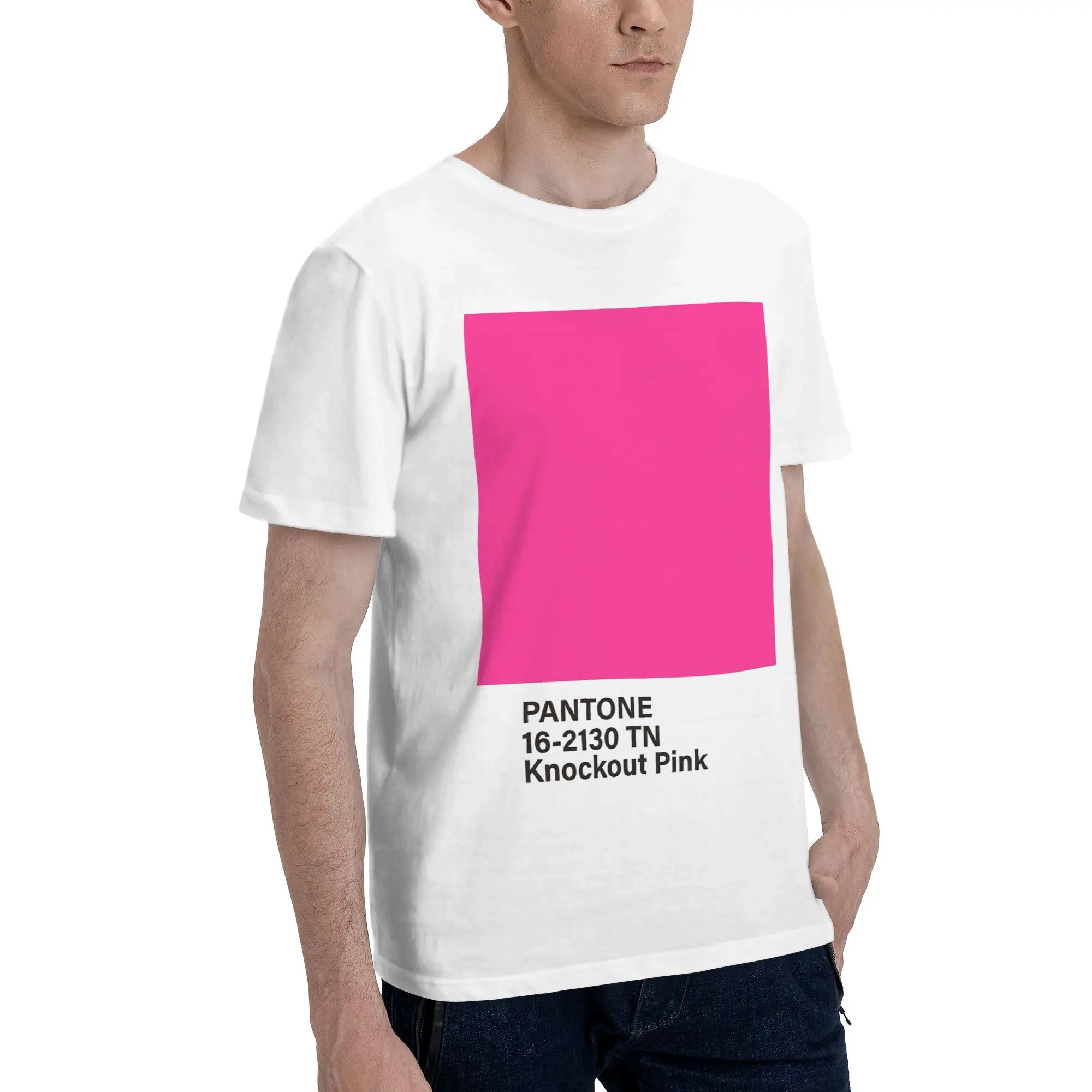 

pantone 16-2130 TN Knockout Pink Men T-Shirt Oversized T Shirts Men's Round Neck Cotton Tees Short Summer Male