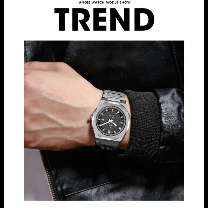 CHAXIGO 6121 Quartz Steel Strip Men's Watch Luxury Watch Waterproof Calendar Watches for Men Relojes Para Hombres Reloj Hombre
