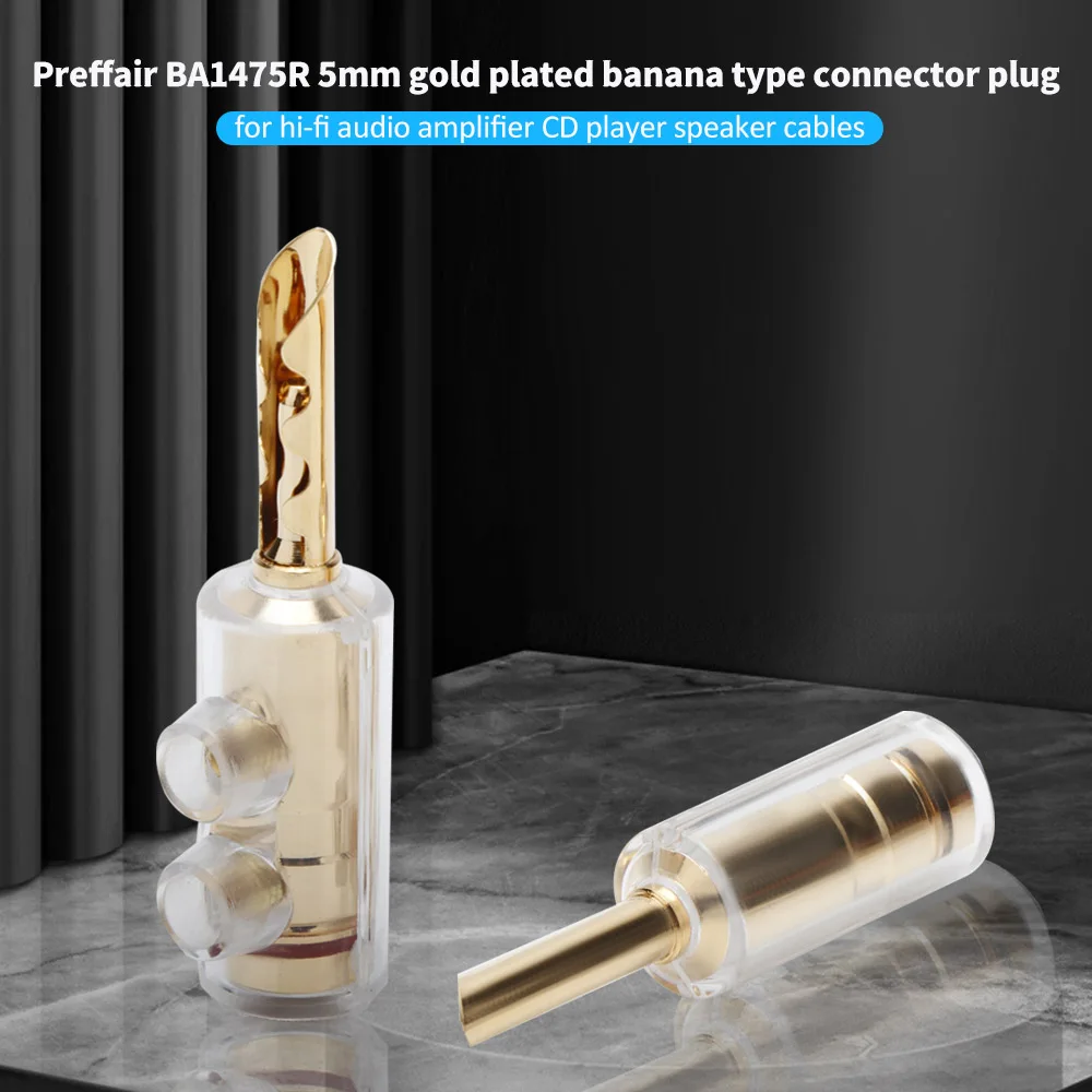 

Preffair BA1475 RGold Plated BFA Banana Connector Plugs - 5mm Brass & Bronze Hifi Audio Amp CD Player Speaker Cable Connectors,