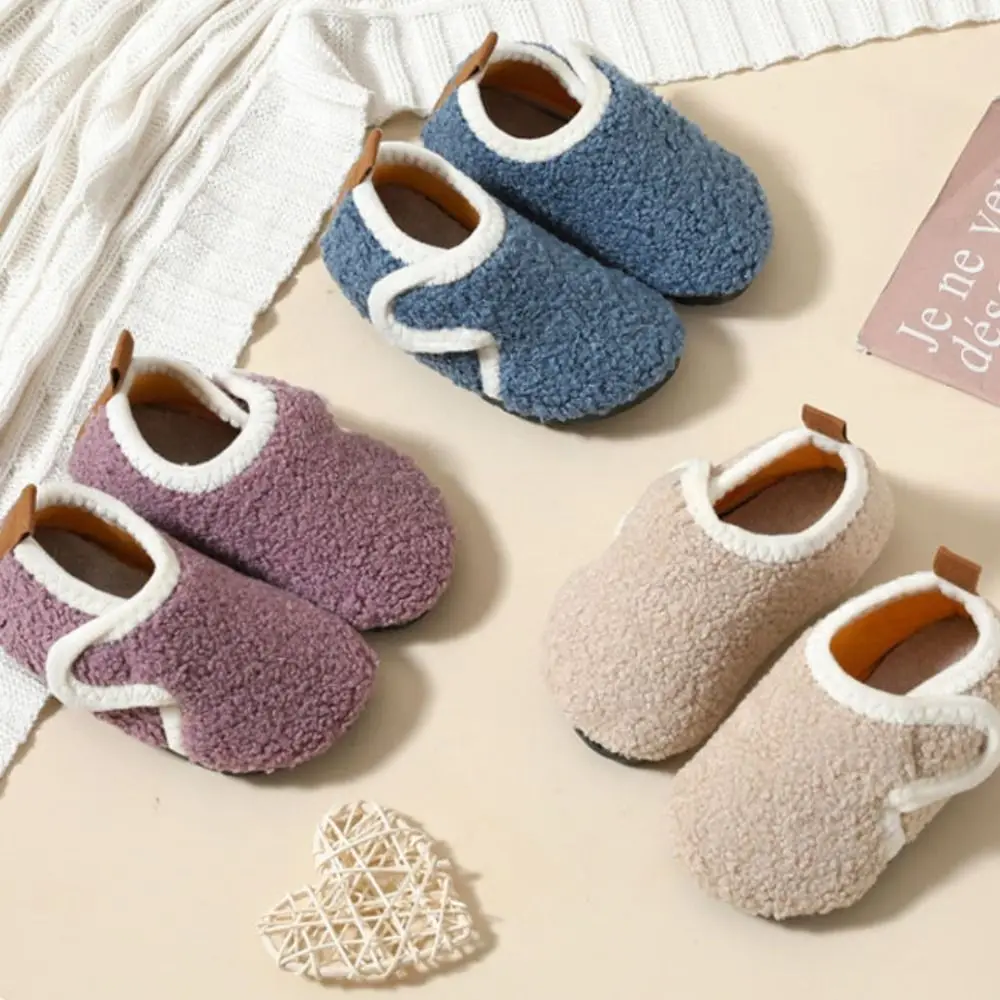 

Новые однотонные детские тапочки Pantuflas, теплые домашние детские хлопковые тапочки на мягкой подошве, напольная обувь, Нескользящая обувь для малышей, обувь для мальчиков и девочек