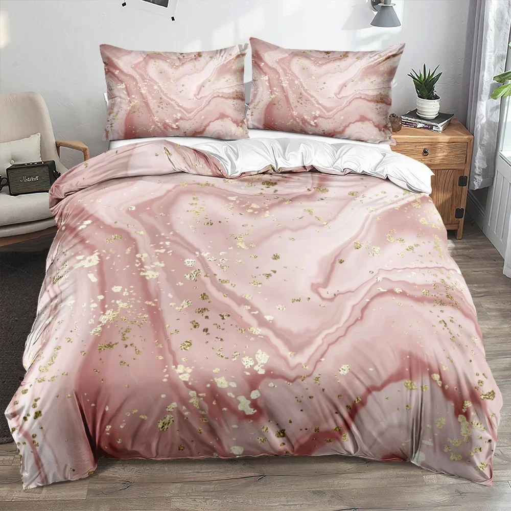 Classic 3D Marble Quilt Cover Set Bedding Sets Comforter Covers Pillowcases 3-Piece Duvet Cover Linens Bed 140x200 Bedspreads