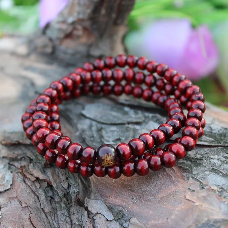 6mm*108 Natural Red Sandalwood Beads Prayer Japa Rosary Mala Bracelet Tibetan Buddhist meditation Wooden Rosary Beaded