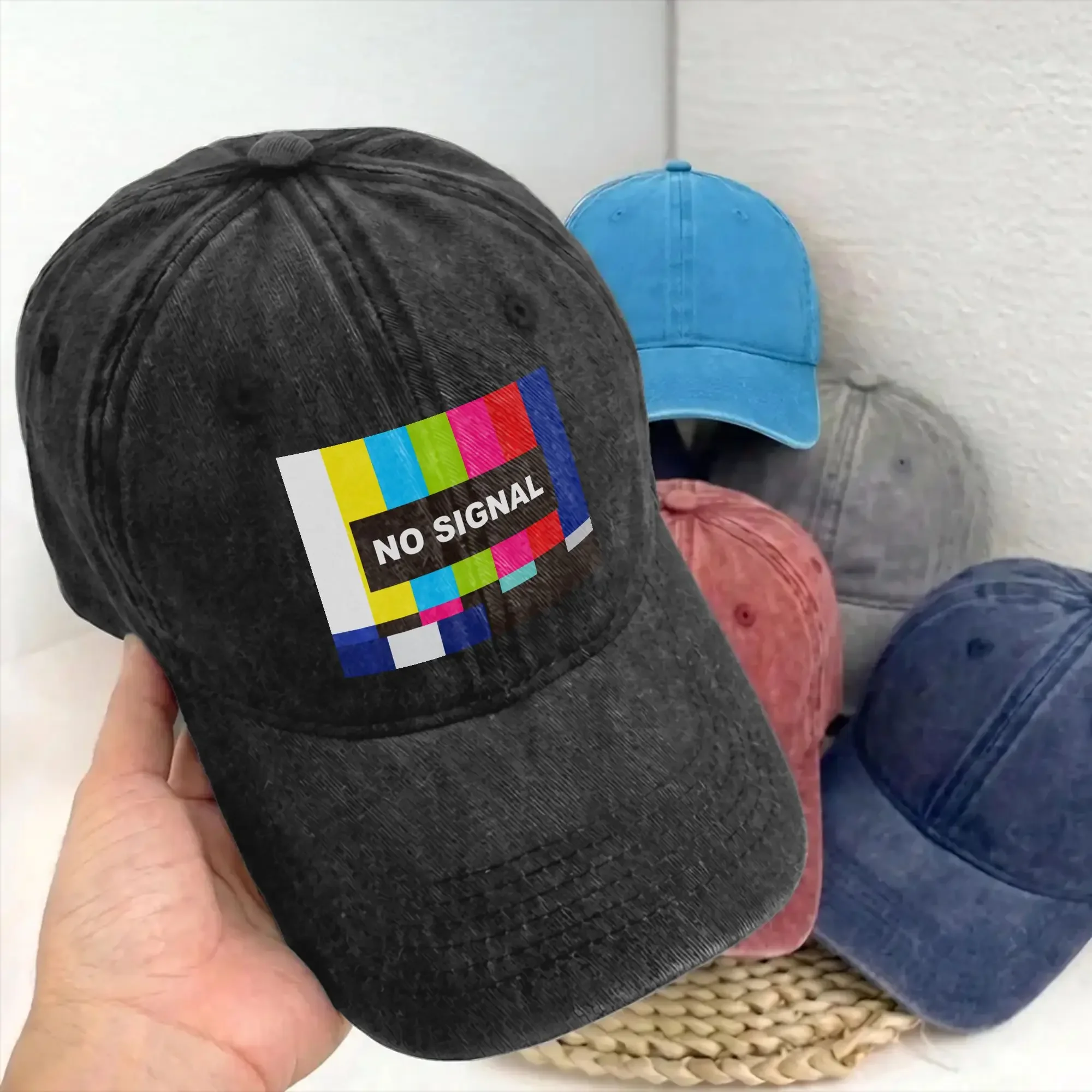 Retro Nostalgia Analog Television No Signal Baseball Cap Unstructured 90's Distressed Washed Snapback Outdoor Adjustable Fit Hat