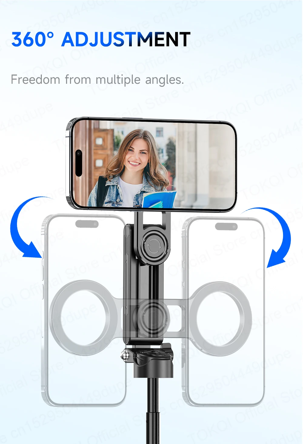 Magnetischer Handyhalter Mini-Selfie-Stick Stativ mit 360°-Einstellung Kabelloser Bluetooth-Fernbedienung für iPhone Android-Telefon Vlog-Aufnahmen – Detail 10
