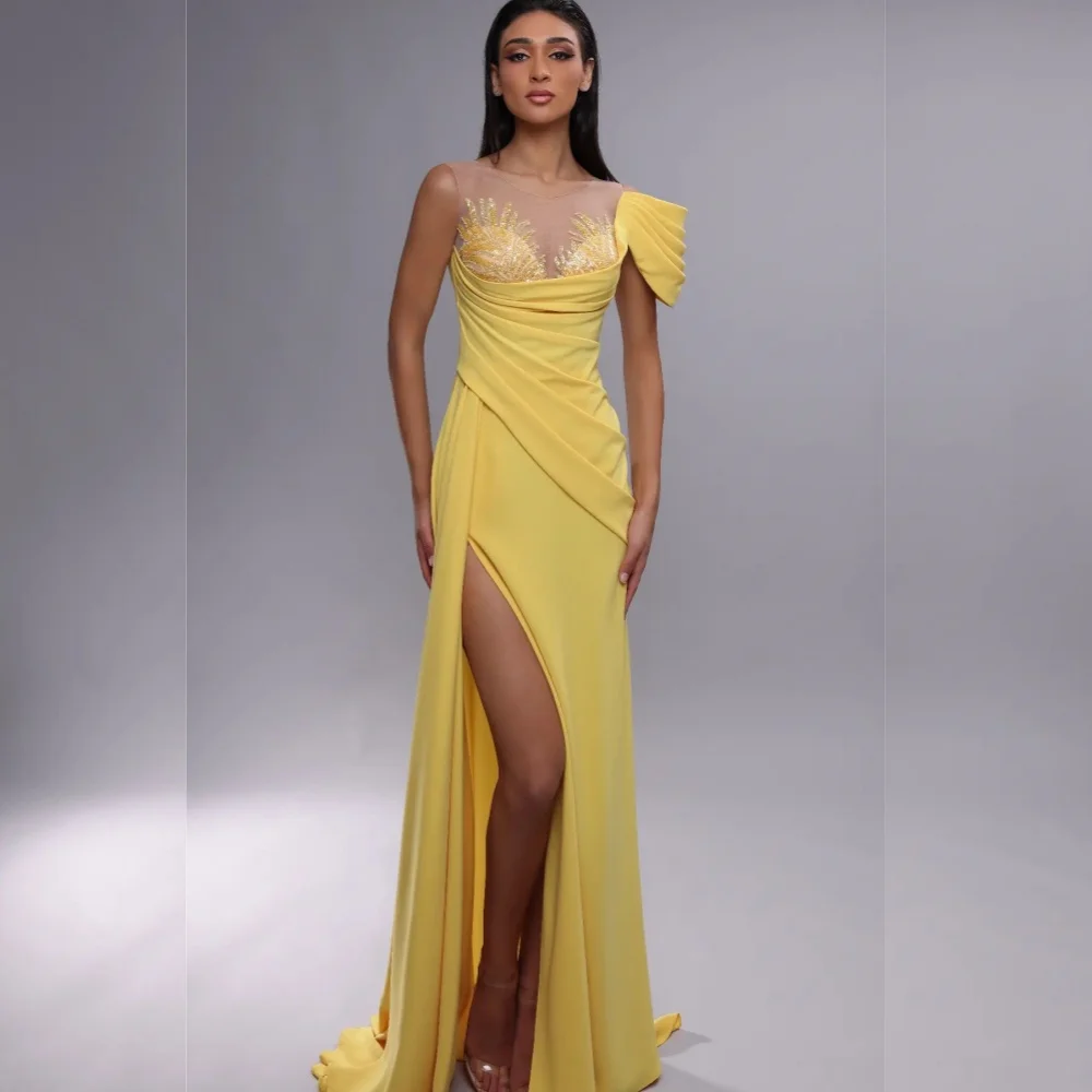 Jersey Pleat Birthday A-line One-shoulder Bespoke Occasion Gown Long Dresses