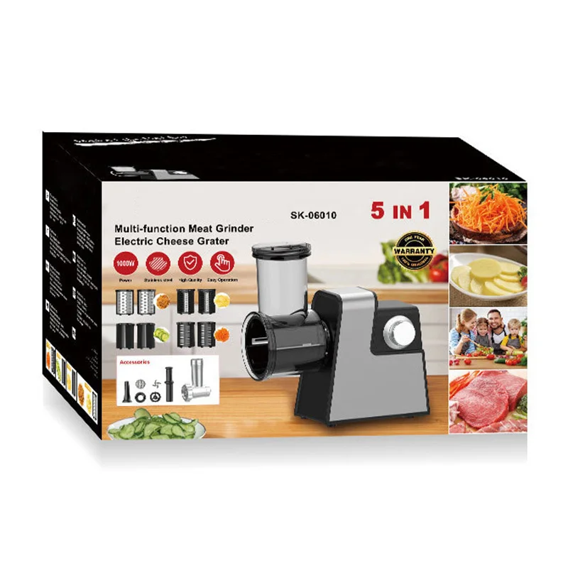 Электрическая овощерезка и мясорубка 5-в-1, многофункциональный кухонный комбайн, малошумная мясорубка и овощерезка