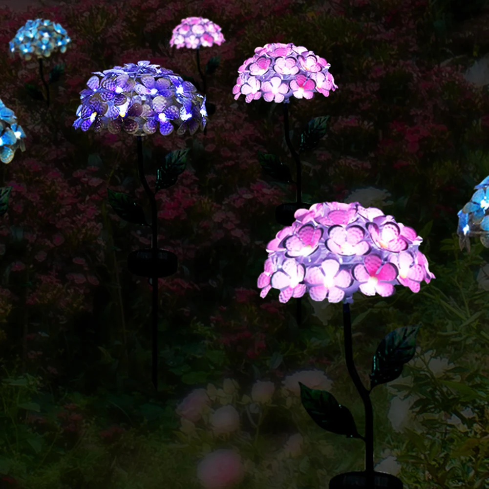 Solar LED Lights Simulation Hydrangea Flower  Outdoor Waterproof Garden Yard Street Festival Wedding Decor lamp