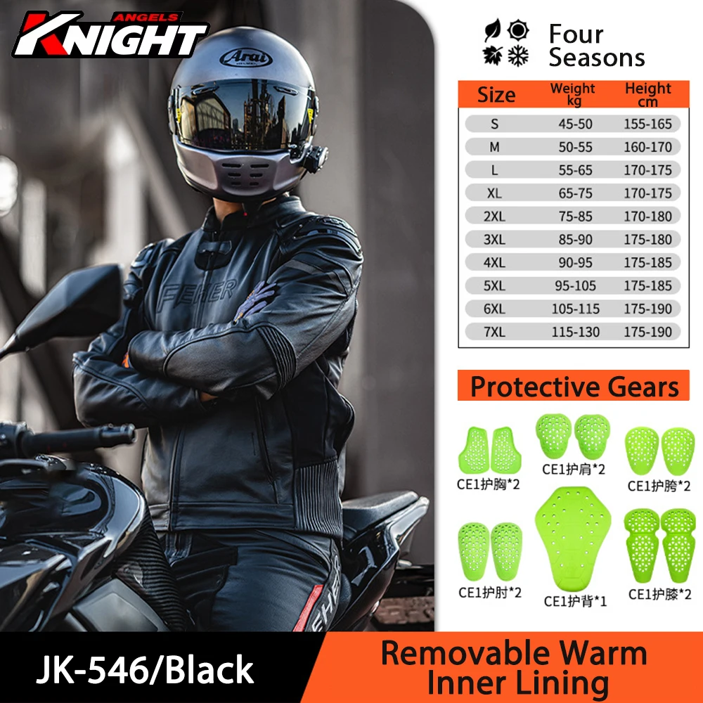 

FEHER Motorcycle Leather Jacket Winter Warm Clothing Windproof Armor 7 CE Certification protective Men Women Motorbike Chaqueta
