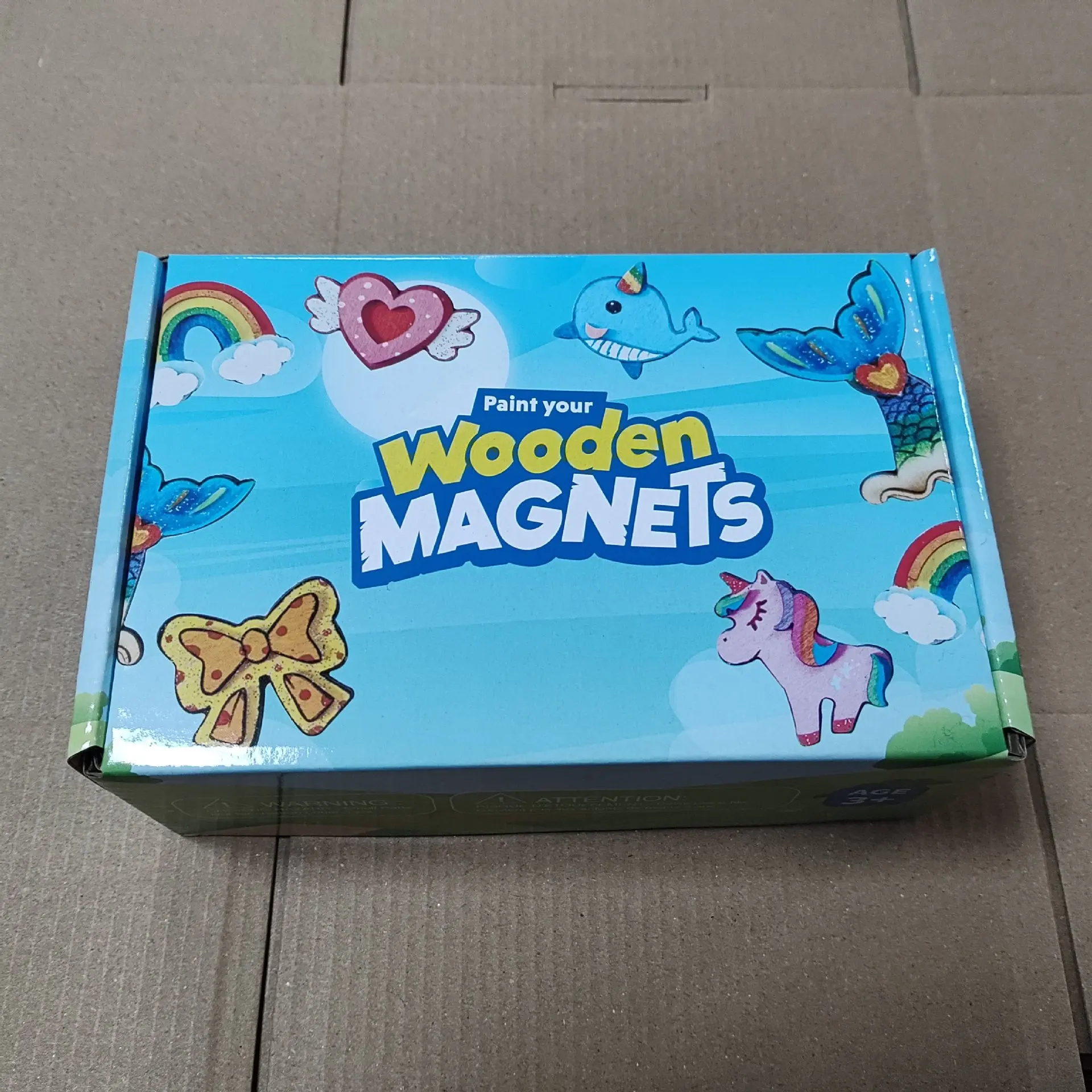 DIY Malen Sie Ihre Eigenen Holzmagneten Set Unfertige Holz-Kühlschrankmagneten Bastelset Kreative Kunstbedarf für Kinder Lehrreiches DIY-Spielzeug