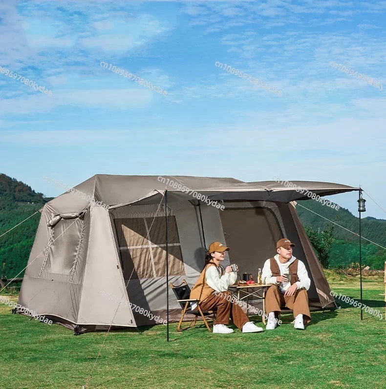 Suitable for Outdoor Camping Two Bedroom Family Tent Village 13 Automatic Tent with Atmosphere Light Strip