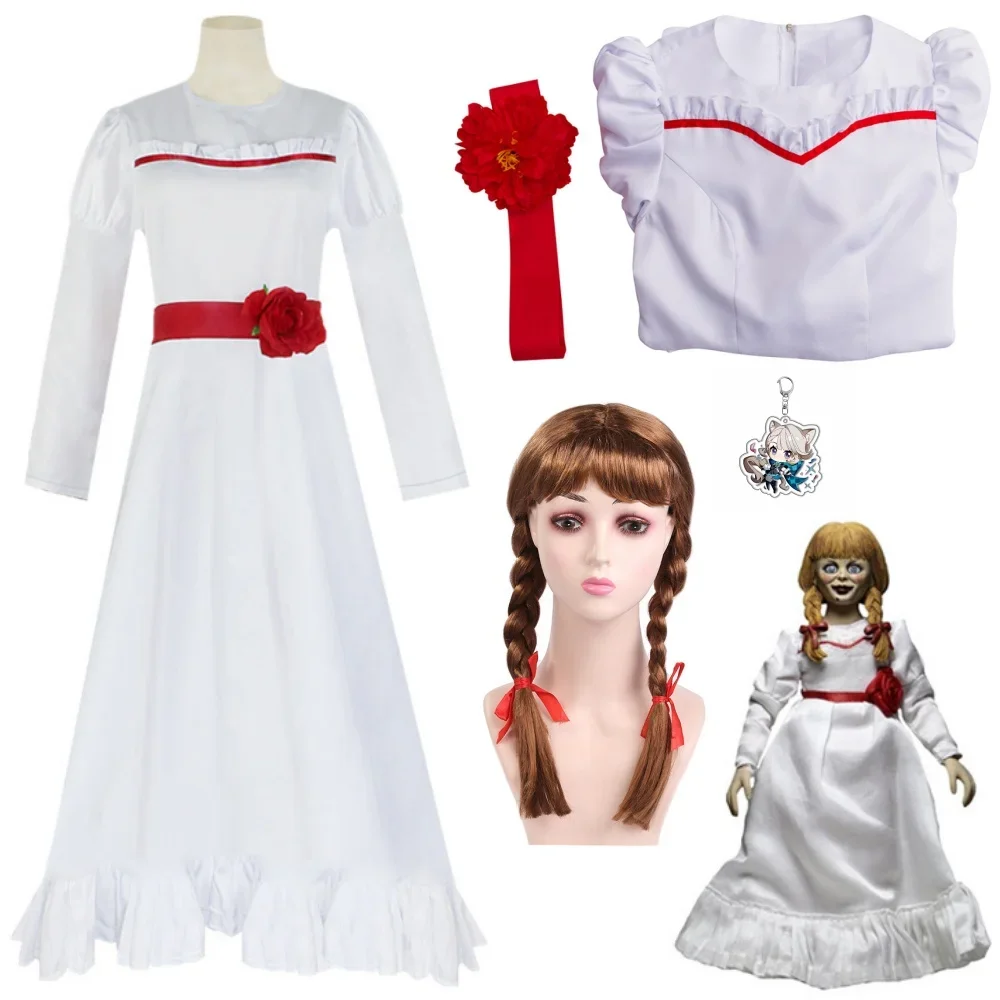 Anime Conjing Doll Annabelle vestidos Cosplay disfraces peluca traje Halloween carnaval fiesta Vestido Mujer niño