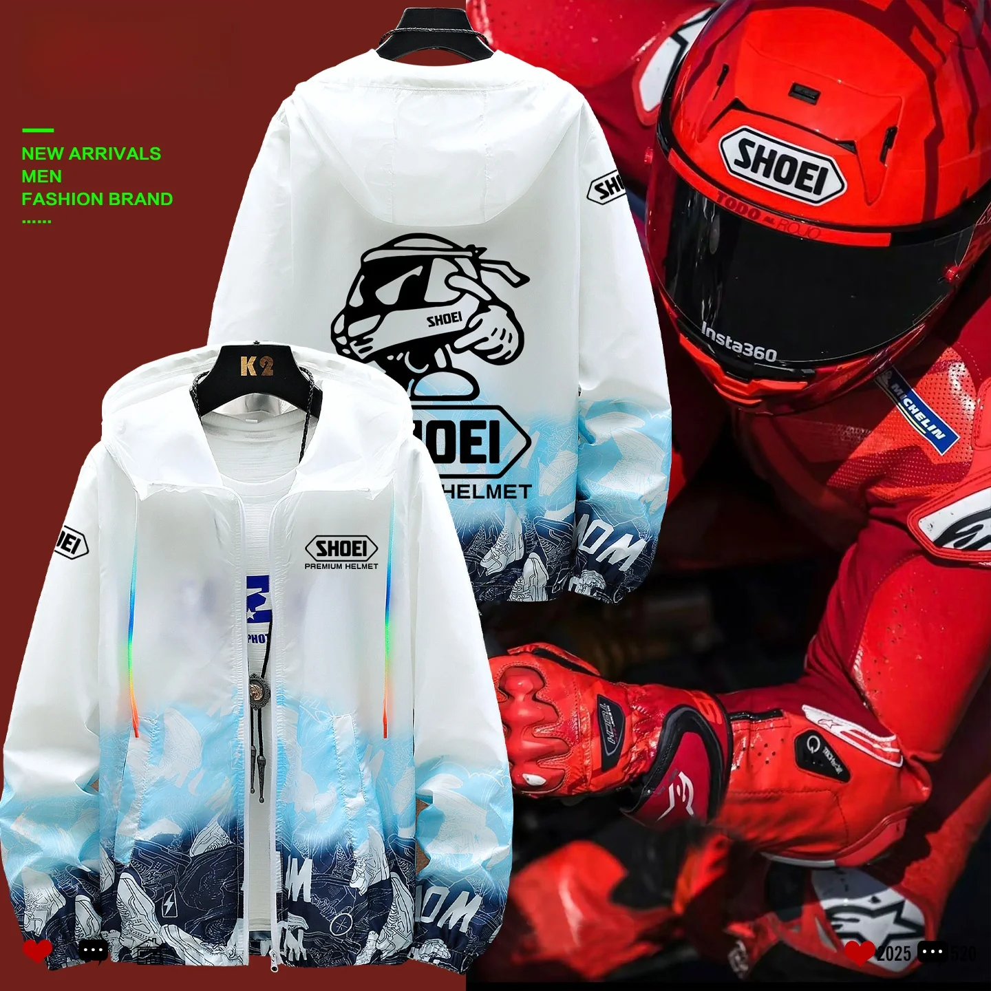 

oei Motorcycle Jaet Lightweight Outdoor Riding Men's Vest Breathable Sun Protection Polyester Long Sve Zipper Closure