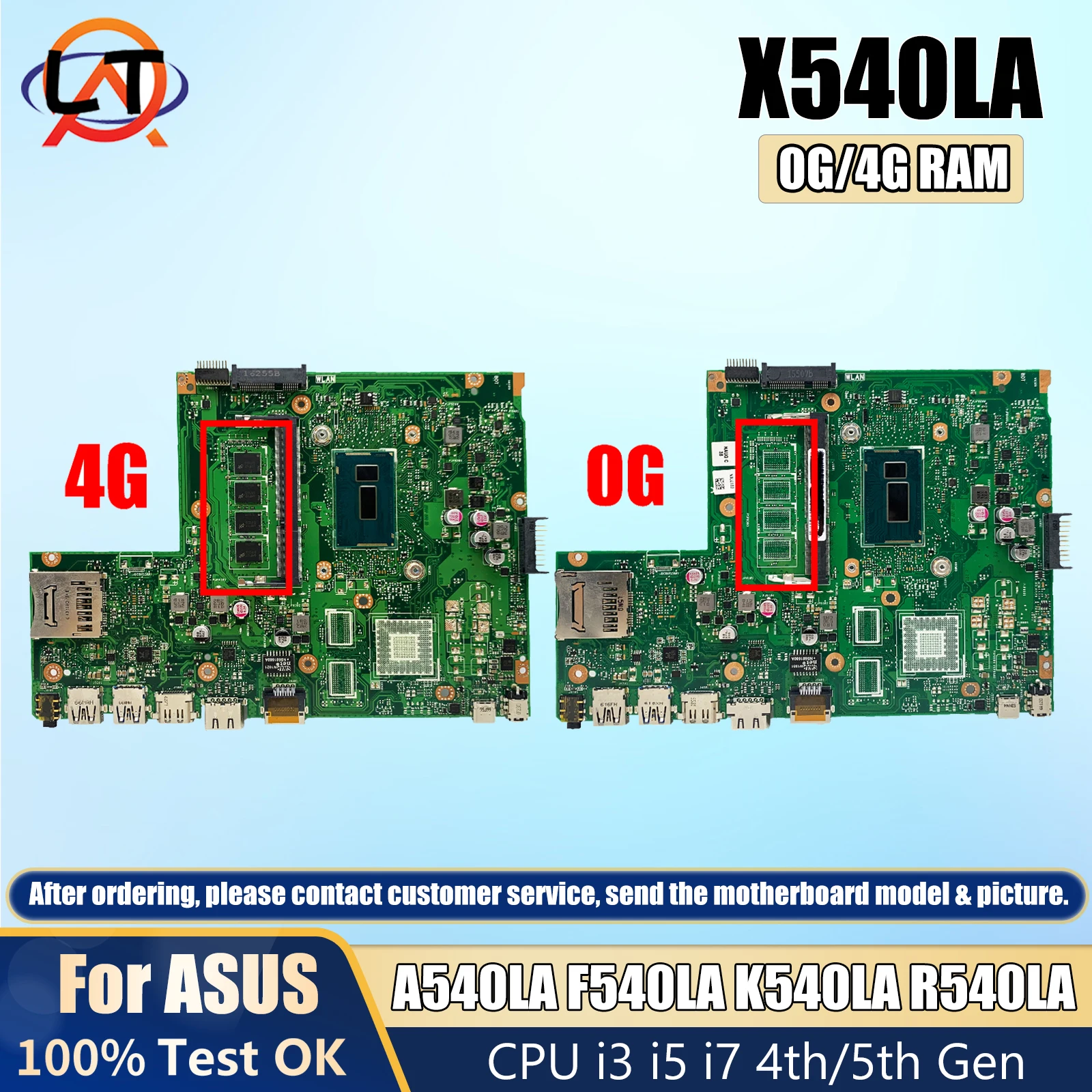 X540L Mainboard For ASUS X540LA A540LA F540LA K540LA R540LA X540LJ Laptop Motherboard i3 i5 i7 4th/5th Gen CPU 0G/4G RAM