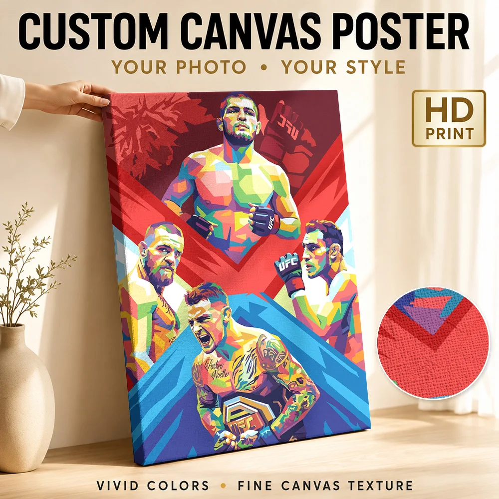 Hercules Boxer Pop Art Portrait Framed Canvas Print Poster Custom Photo Sports Portrait Wall Paintings Decoration for Man Cave