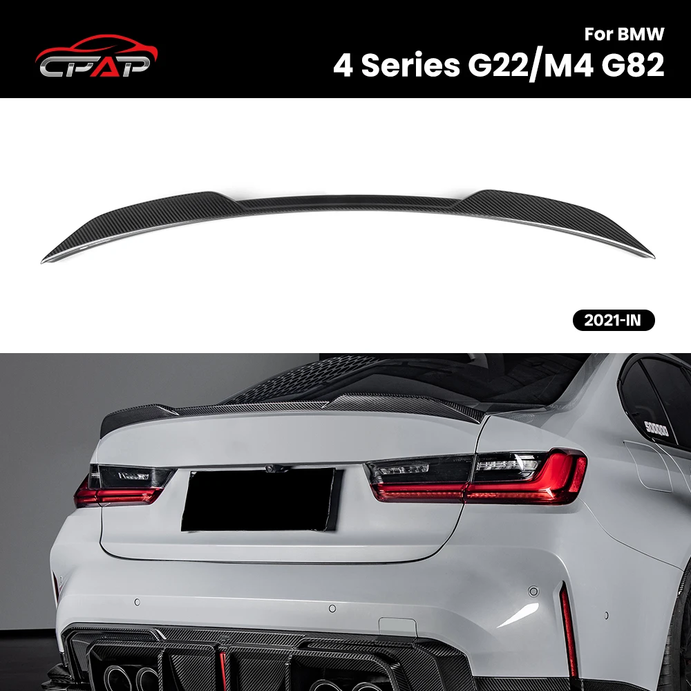 

Real Dry Carbon Fiber Rear Trunk Roof Spoiler Boot Wing For BMW 4 Series G22 M4 G82 MP/M Style 2021-IN