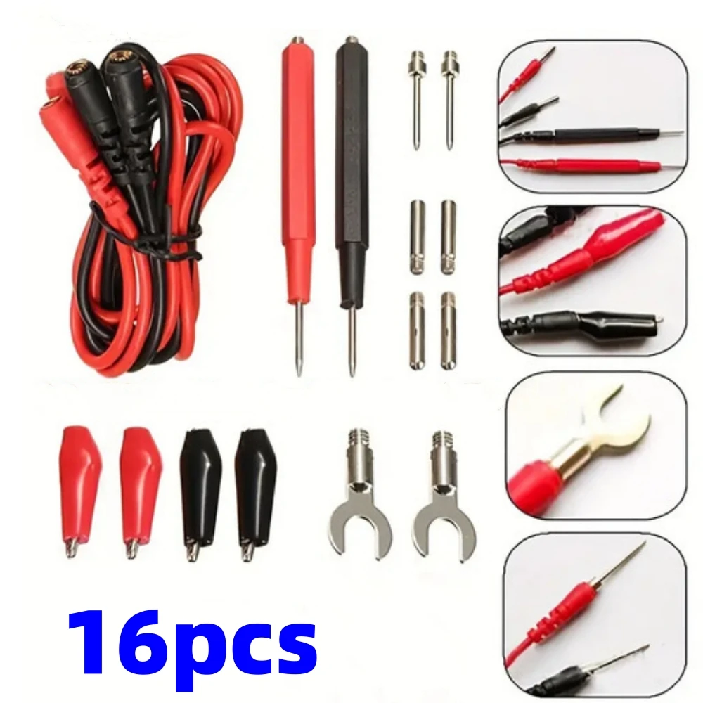 مجموعة موصلات اختبار متعددة 16 في 1، سلك اختبار، مجسات رقمية ومجموعة موصلات مع قلم اختبار قابل للاستبدال، مشابك التمساح #1
