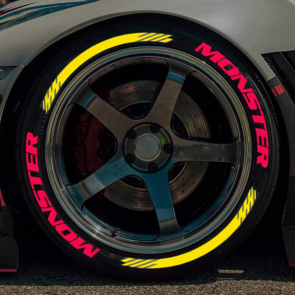 

8pcs/lot MONSTER Car Tire Decals 3D PVC Joined Stickers Tire Decor Stickers Car tuning Tire Decoration Decals Tyre Label Sticker