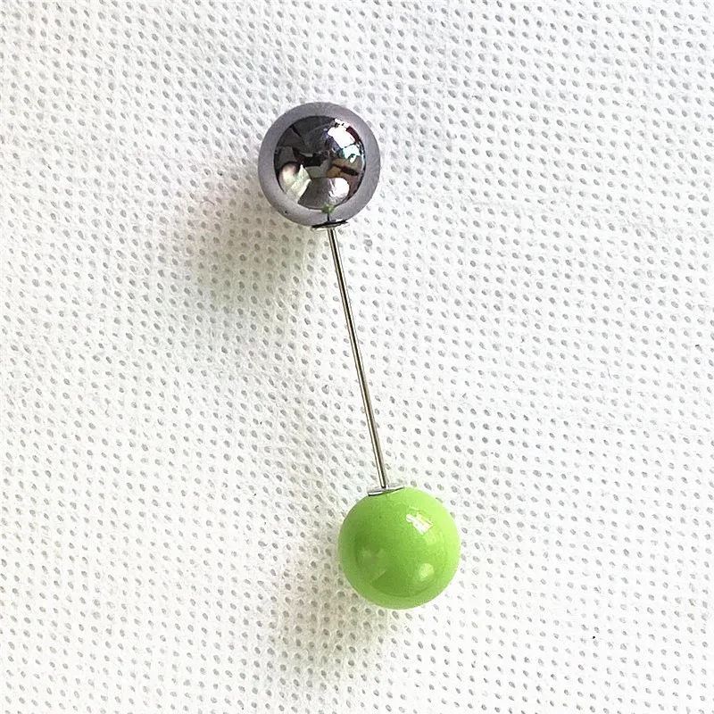 Candy Colors Double Ball Brooches Pins DIY Clothing Lapel Pin Imitation Pearl Long Pole Brooches For Women Scarf Clip Accessorie