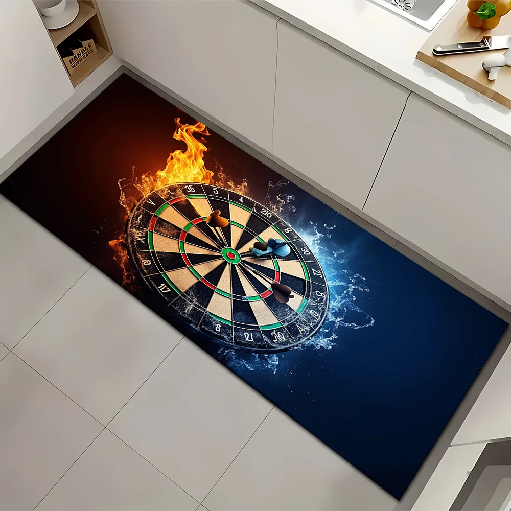 

3D Fire and Water Dartboard Print Kitchen Mat, Non-Slip Washable Durable Runner Rug for Kitchen, Bathroom, Laundry Room Decor