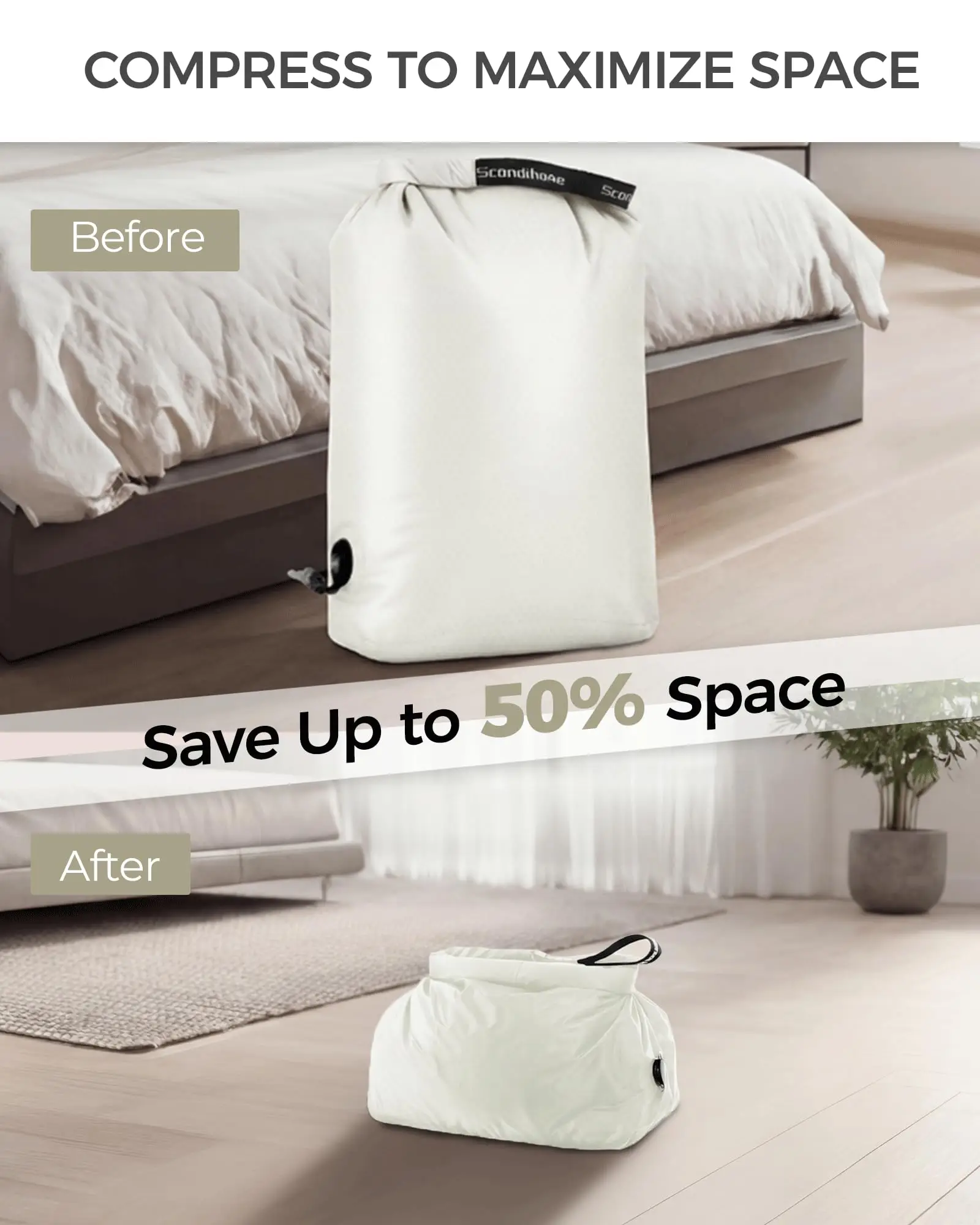 Reise-Aufbewahrungstasche Kompressionssack Wasserdicht Ohne Pumpe Vakuumbeutel Kleiderorganizer Platzsparende Tasche für Backpacking und Fitness – Detail 4