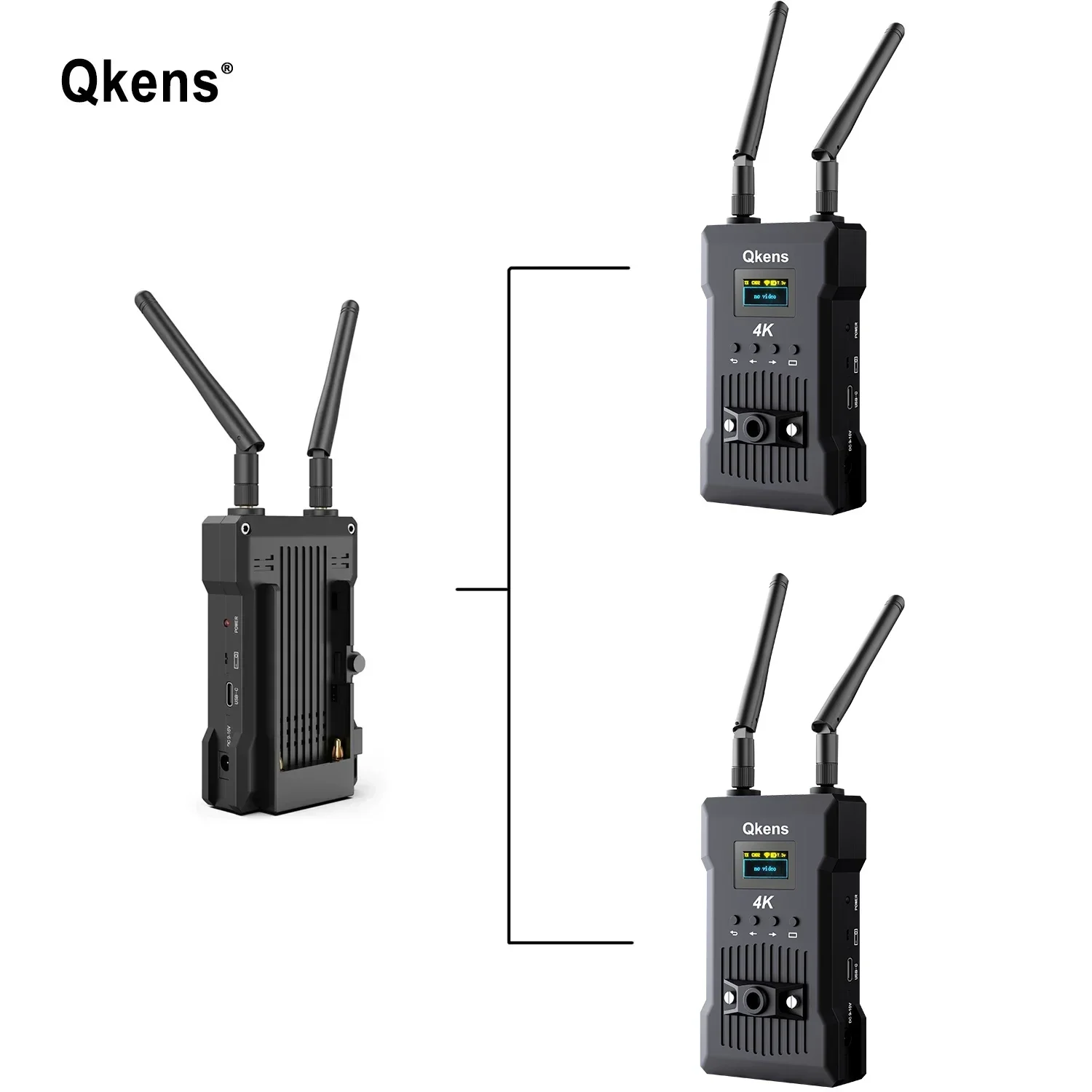 300m 4K draadloze HDMI-extender, dubbele display videozender en -ontvanger, ondersteunt batterijwisselaar, DSLR-camera, laptop, pc naar tv