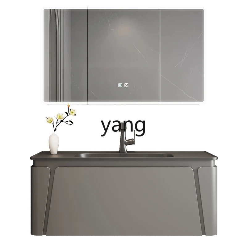 

YJQ porcelain integrated stainless steel waterproof bathroom cabinet combination rounded corner intelligent moisture-proof basin