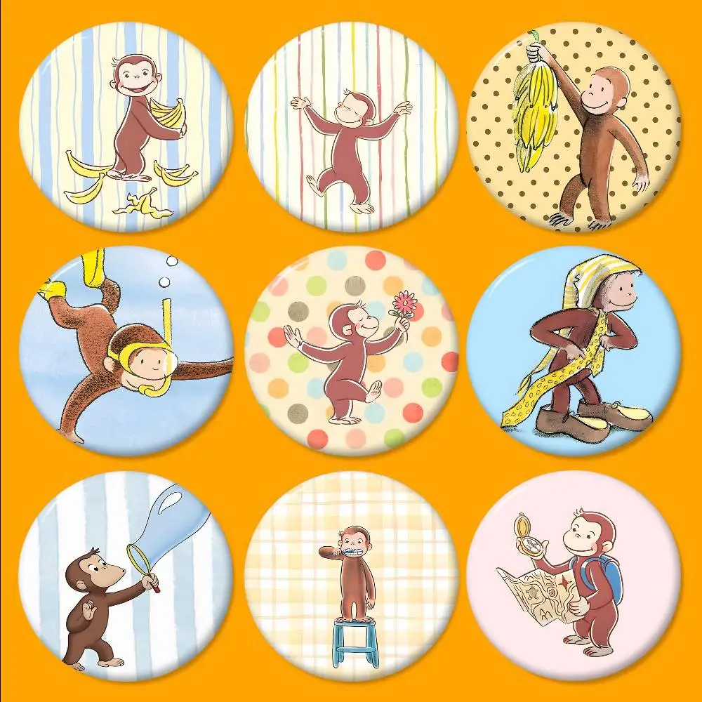 MONKEY CARTOON C-Curious GeorgeS Creative Tinplate Soft Button Pins Animal Icon Brooch Lapel Backpack Badge Accessories Pin