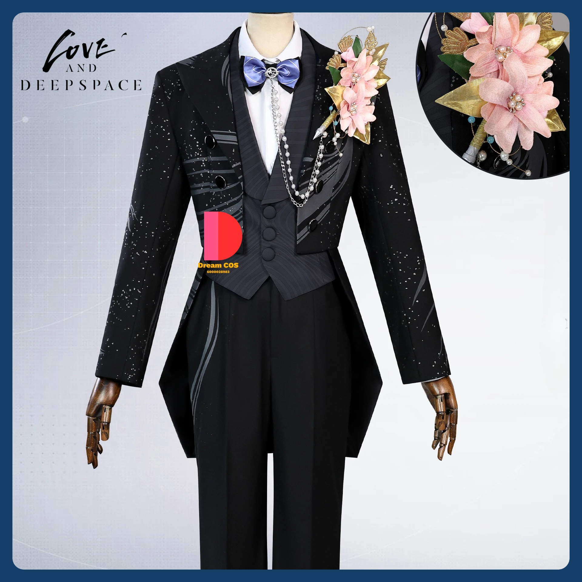 

Game Love and Deepspace Cosplay Costume Anime Caleb Role Playing Clothes Black Uniform Suits for Men Comic Con Halloween Outfit
