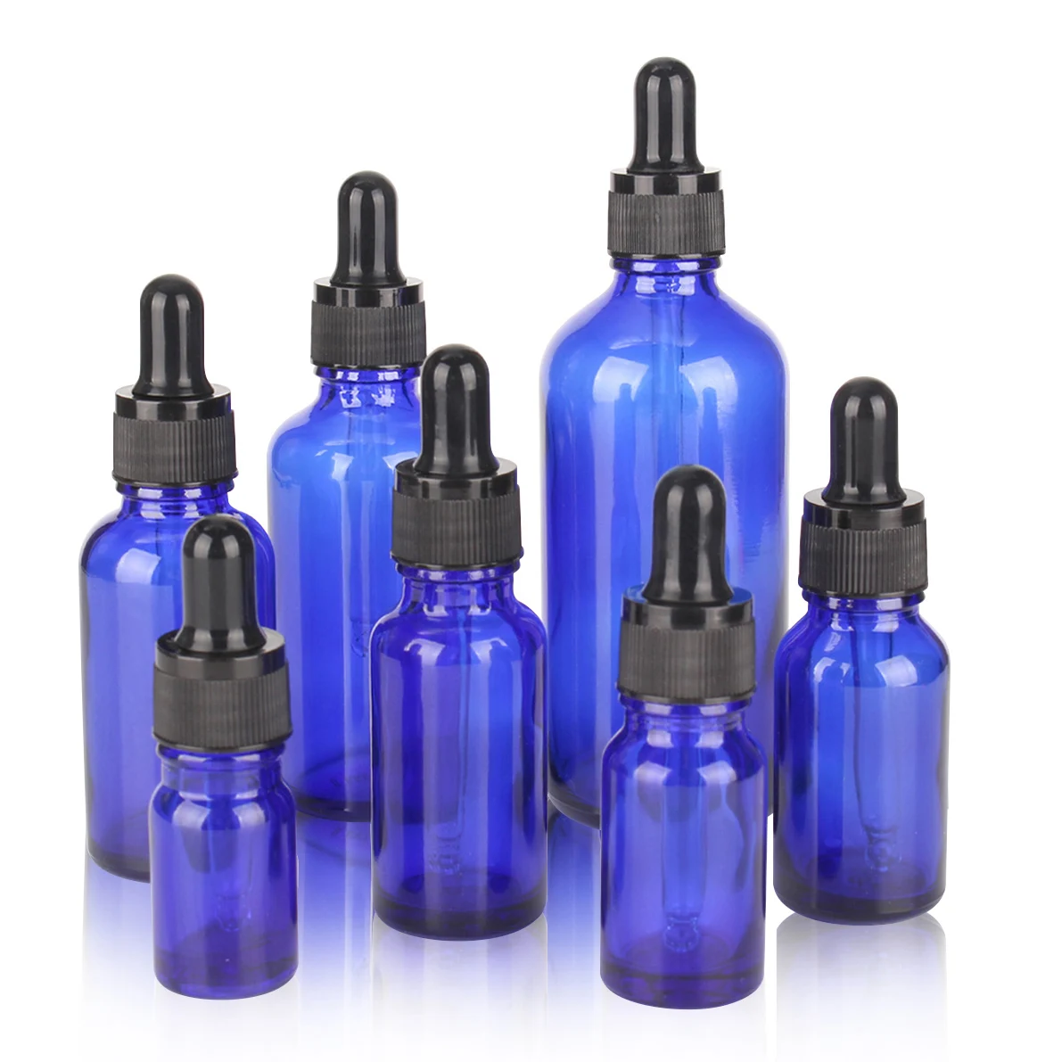 1 Pc 5ml 10ml 15ml 20ml 30ml 50ml 100ml Blue Glass Dropper Bottles with Glass Pipettes for Essential Oils Cosmetic Container