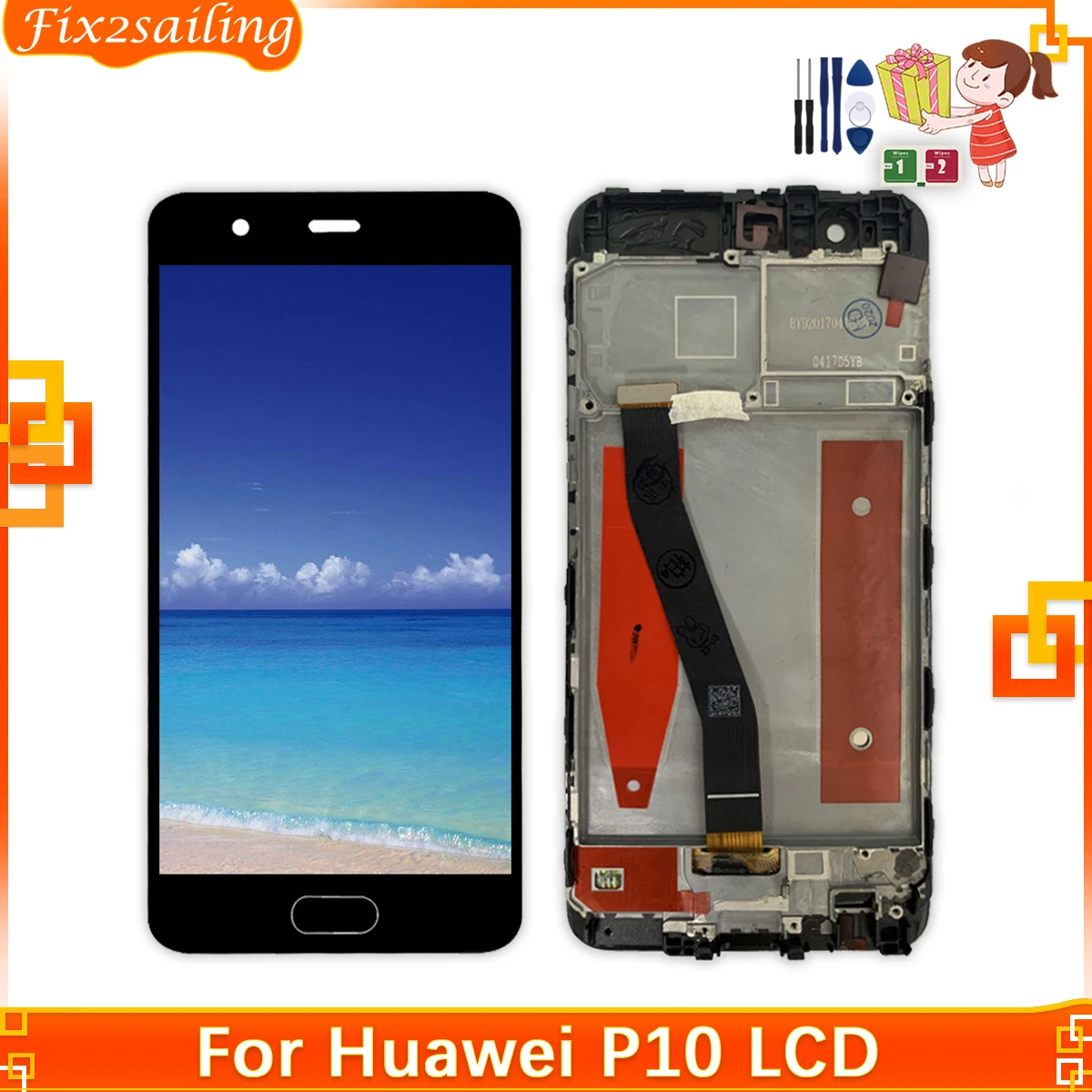 Tested LCD Display Touch Screen Digitizer For Huawei P10 VTR-L09 VTR-L10 VTR-L29 LCD Screen No/With Frame For Huawei P10