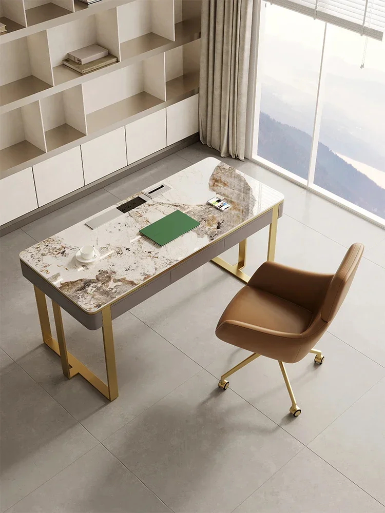 

Desk light luxury modern simple high-end rock board desk designer study desk home desktop computer