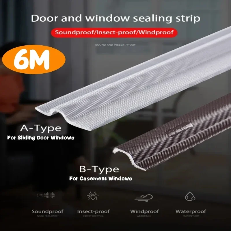 

6M Soundproof Foam Sliding Window Sealing Strip Wearable Casement Window Weather Stripping Door Filler Acoustic Seal Tape