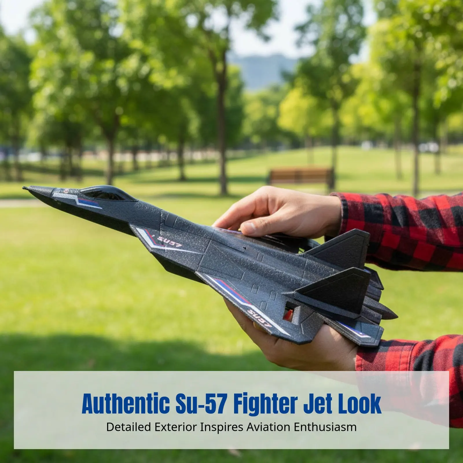 

EPP Foam SU57 Remote Control Fighter Jet, Waterproof, LED Night Flying, Fixed Wing, Impact-Resistant