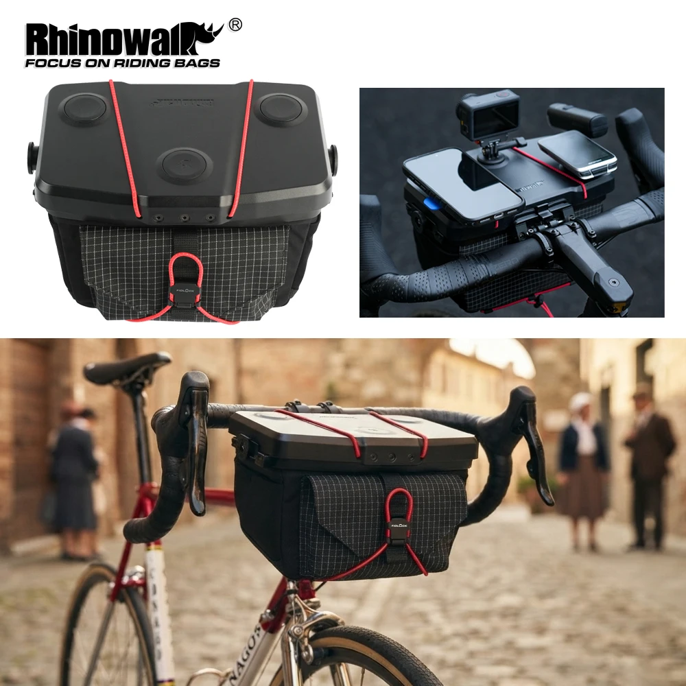 Rhinowalk Bike Handlebar Bag 3.3L Modular Space Station Quick Release Front Pack Support GoPro Camera Light Mount for Road MTB
