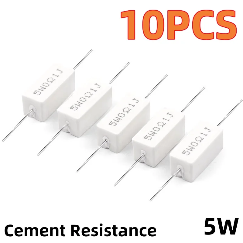 

10PCS 5W Cement resistance 5% 0.1-10K, 0.1R, 0.5R, 1R, 10R 100R, 0,22, 0,33, 0,5, 1, 2, 5, 8, 10, 15 20 25 30 100 1K, ohm 10K