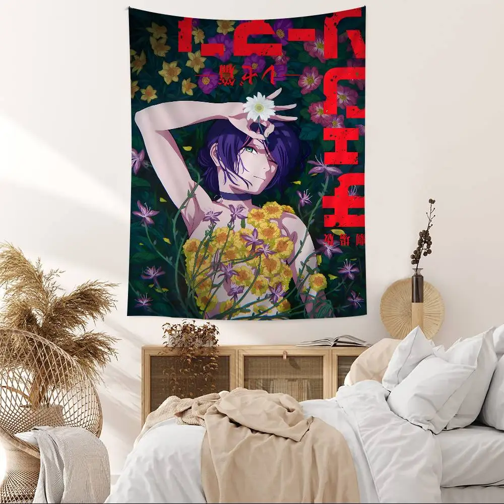 أنيمي C-منشار رجل R-Reze الكرتون نسيج الجدار الشنق الديكور ديكور المنزل المنزلي