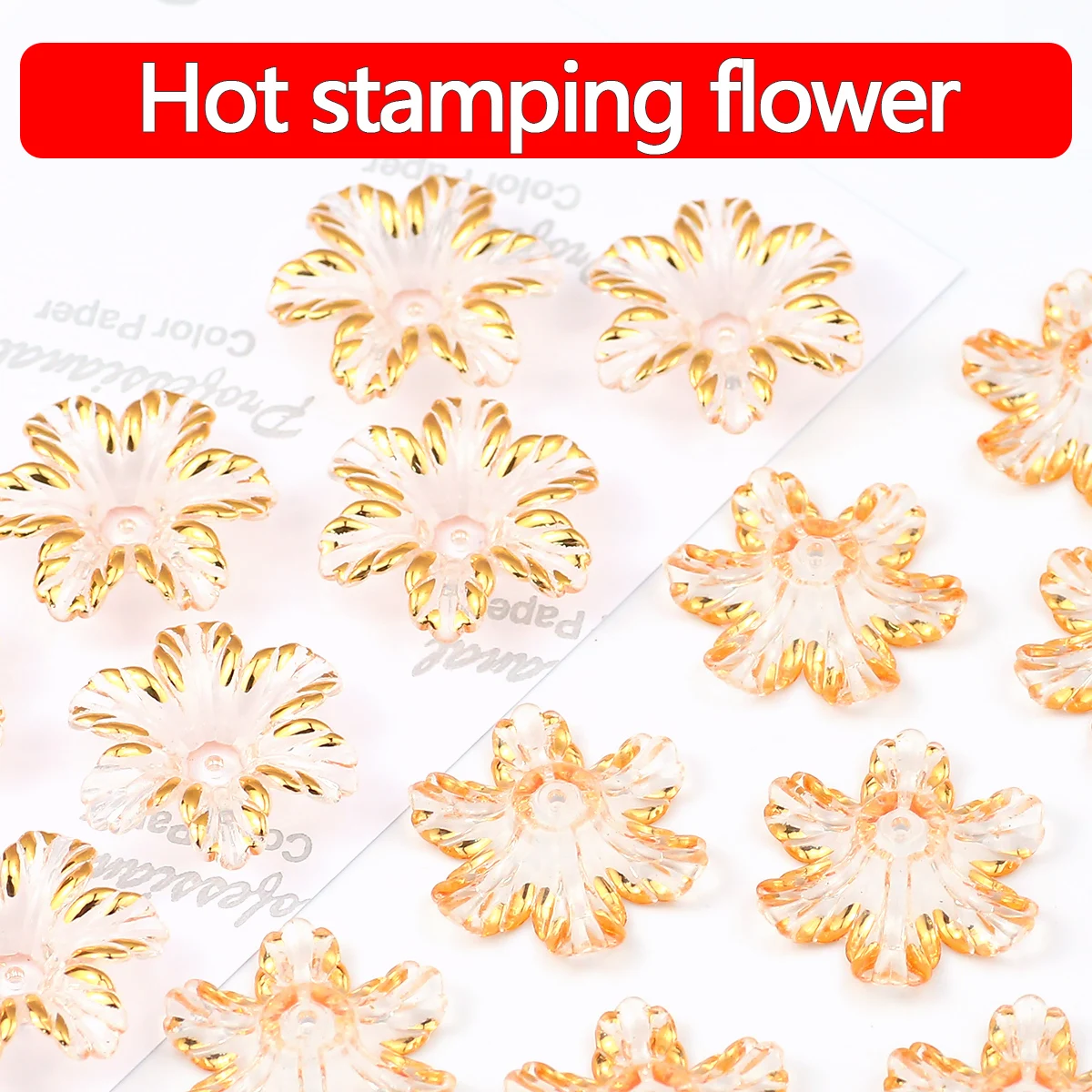 10/20/30pcs 8x32mm Acrylic Hot Stamping Small Flowers Spacer Loose Beads For Jewelry Making DIY Bracelets Necklace Accessories