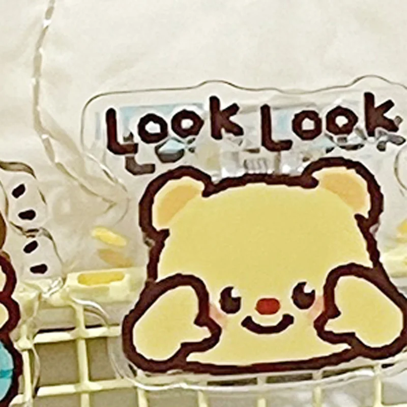 Butter Bear Cartoon Style Acrylic PP Double-Sided Clip Note Holder Exam Paper Organizer Home Office Storage Supplies