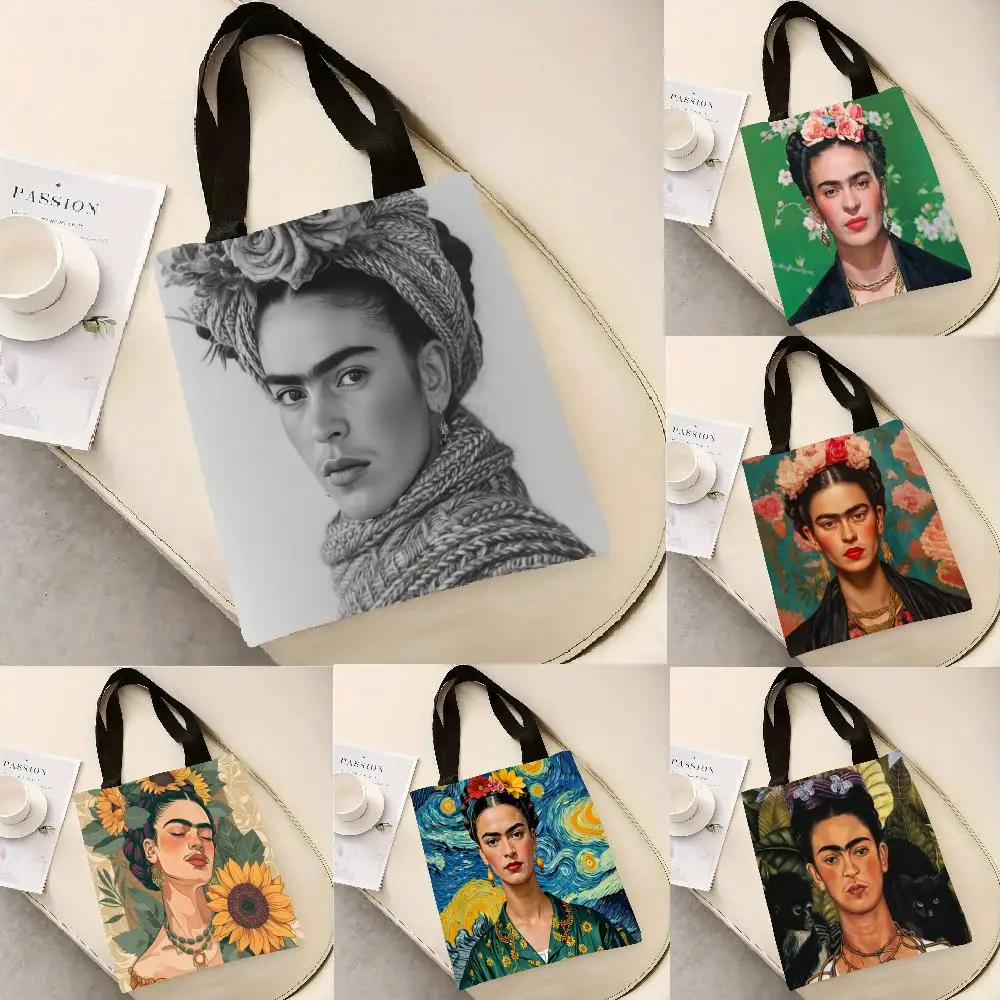 Bolsas de Almacenamiento con Diseños de Arte Moderno Frida Kahlo, Bolsa de Lona de Gran Capacidad para Estudiantes, Bolsa de Mano para Mamás