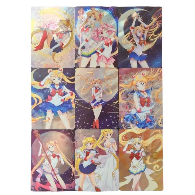 9Pcs/set Sailor Moon Color flash water ripples Self Made Tsukino Usagi Anime Game Characters Collection Cards DIY Gifts